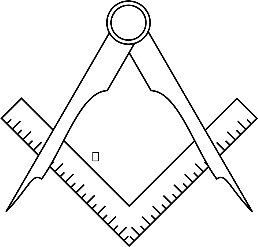 This Free Clipart Png Design Of Square And Compasses - Black Square And Compasses (900x900), Png Download