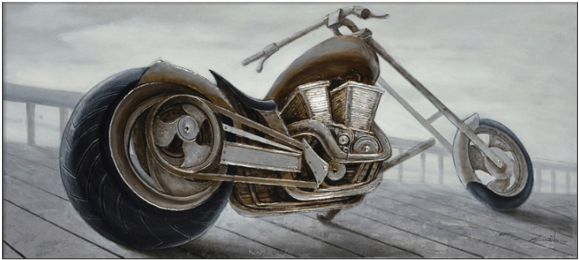 3d Chopper Motorcycle Profile Framed Canvas - Motorcycle (600x400), Png Download