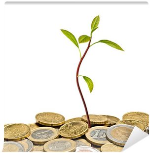 Avocado Seedling Growing From Pile Of Coins Wall Mural - Money Clipart (400x400), Png Download
