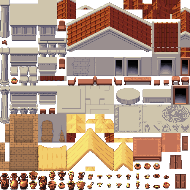 Lpc Ancient Greece Architecture - Ancient Greek Pixel Art (640x640), Png Download