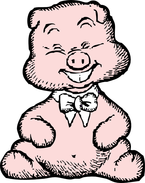 Pig With White Bowtie Svg Clip Arts 474 X 598 Px (474x598), Png Download
