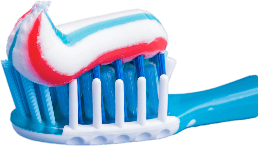 Red And Blue Toothpaste On Brush Png - Toothpaste And Brush Png (1200x800), Png Download