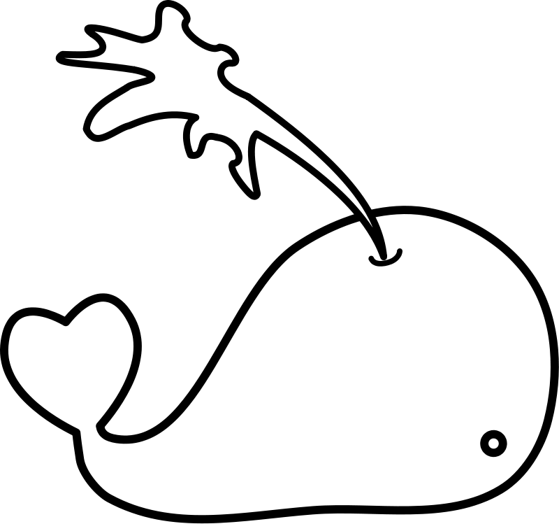 Whale Clipart Heart - Cute Whale Outline Transparent (800x749), Png Download
