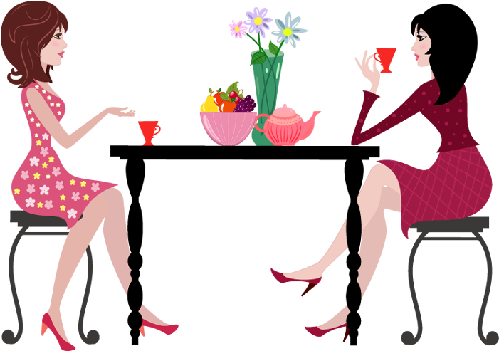Picture Library People Sitting At Table Png Good An - Woman Coffee Cartoon (700x500), Png Download