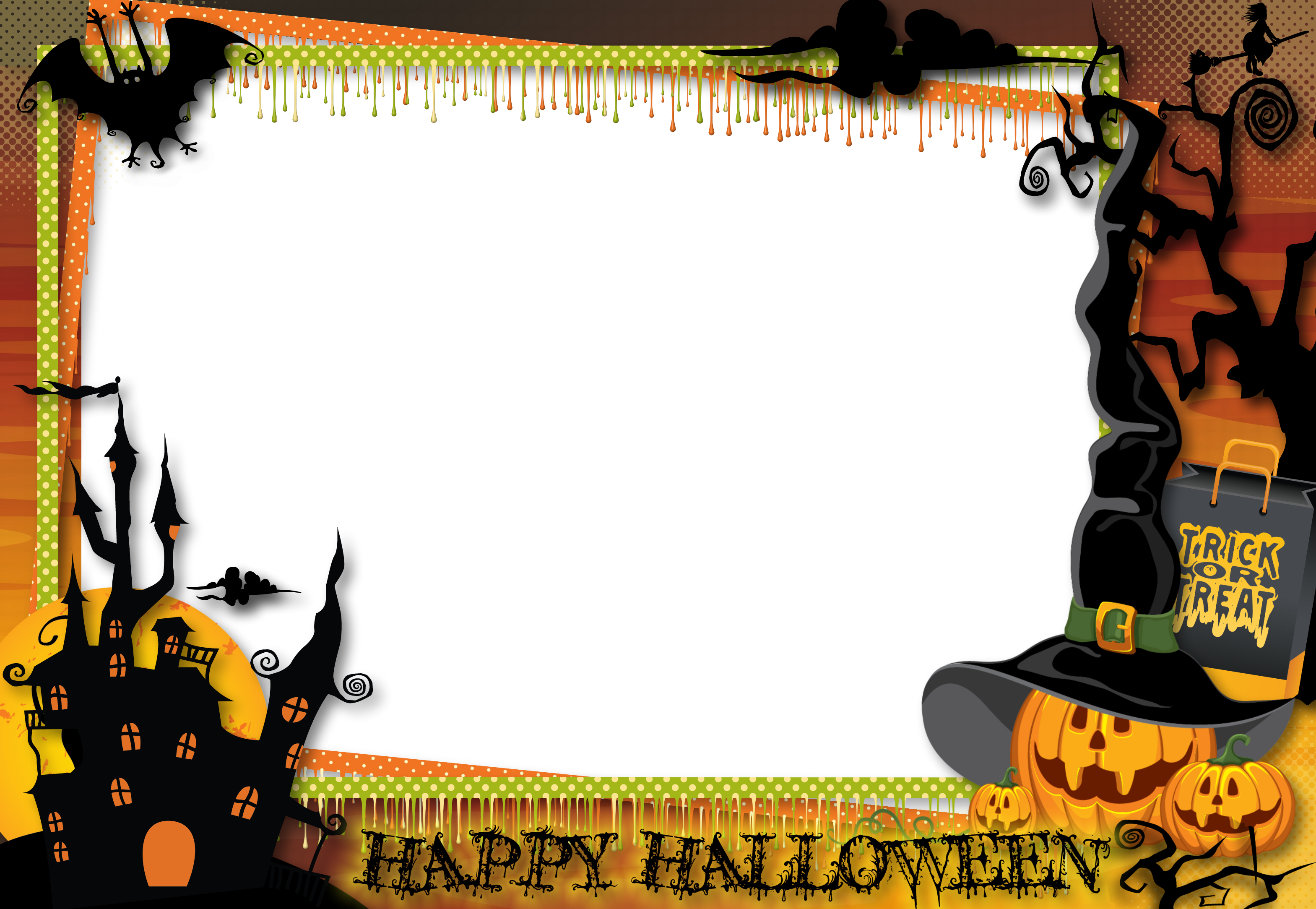 Halloween Transparent Large Png Photo Frame Gallery - Halloween Border Png (3138x2167), Png Download