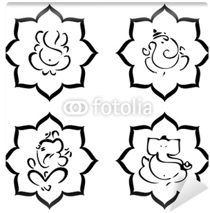 K Ganesha Abstract Black And White (400x400), Png Download