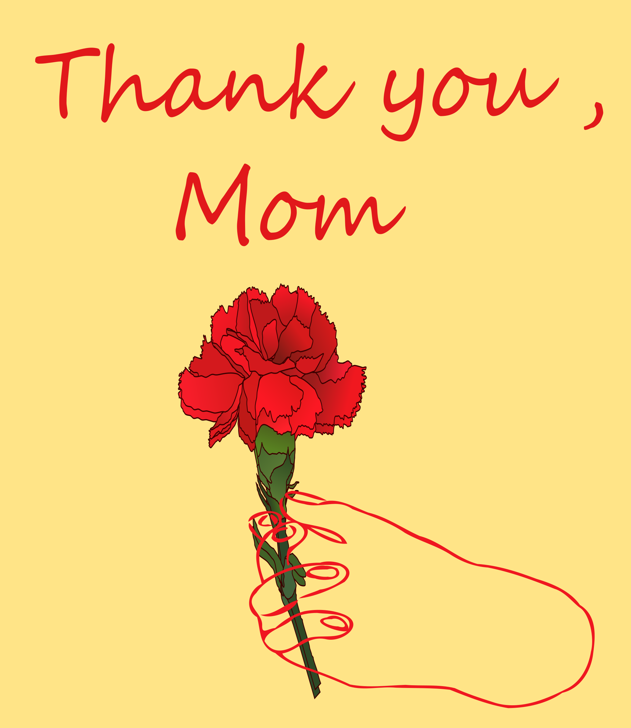Carnation Clipart Mothers Day - Thank You Clipart For Mothers Day (2080x2400), Png Download