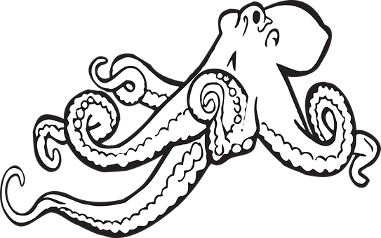Octopus Sea Animal Underwater Marine Squid - Octopus Clipart (543x340), Png Download
