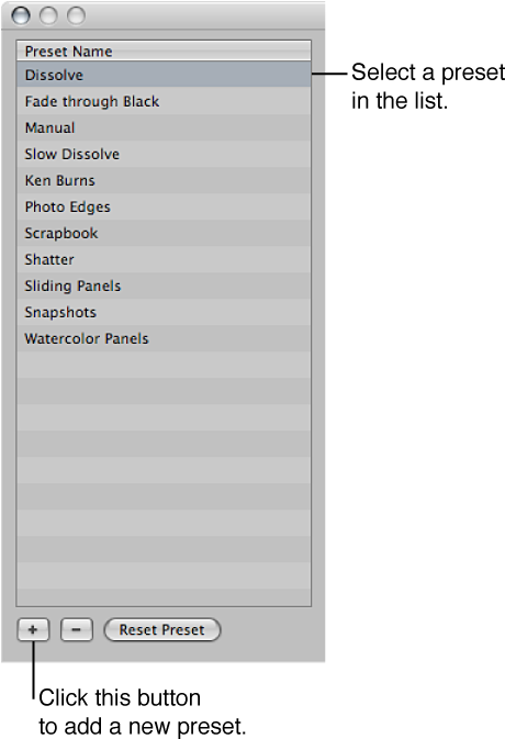 A Selected Slideshow Preset And The Add Button In The - Liste (name) (504x680), Png Download