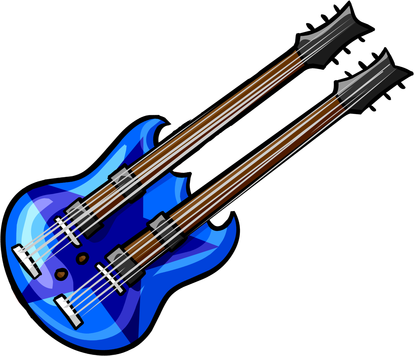Bluedoubleneckedguitar - Club Penguin Rock Guitar (1350x1162), Png Download