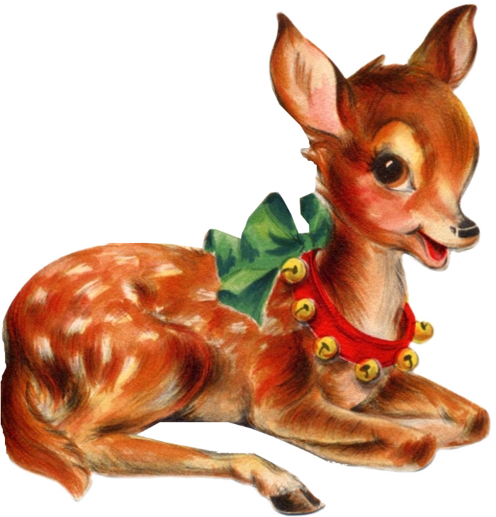 Vintage Christmas Deer Png - Christmas Deer Png (713x768), Png Download