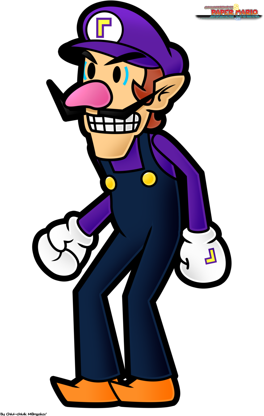 Super Paper Mario Waluigi (900x1371), Png Download