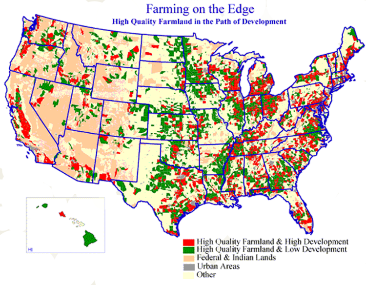 Farming On The Edge Map - Farms In America Map (750x584), Png Download