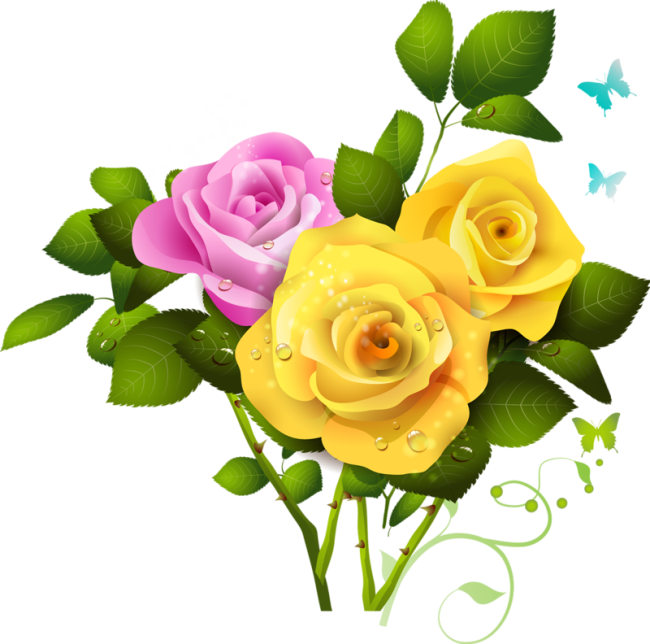 Clipart Yellow And Pink Rose Png - Pink Rose And Yellow Rose (650x644), Png Download