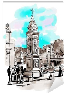 Watercolor Travel Card From Rome Italy, Old Italian - Acquerello Roma Originale (400x400), Png Download