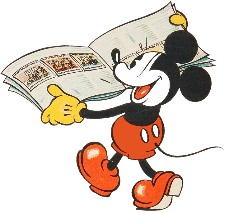 Mickey Mouse Reading Clipart - Old Mickey Mouse Reading (750x689), Png Download