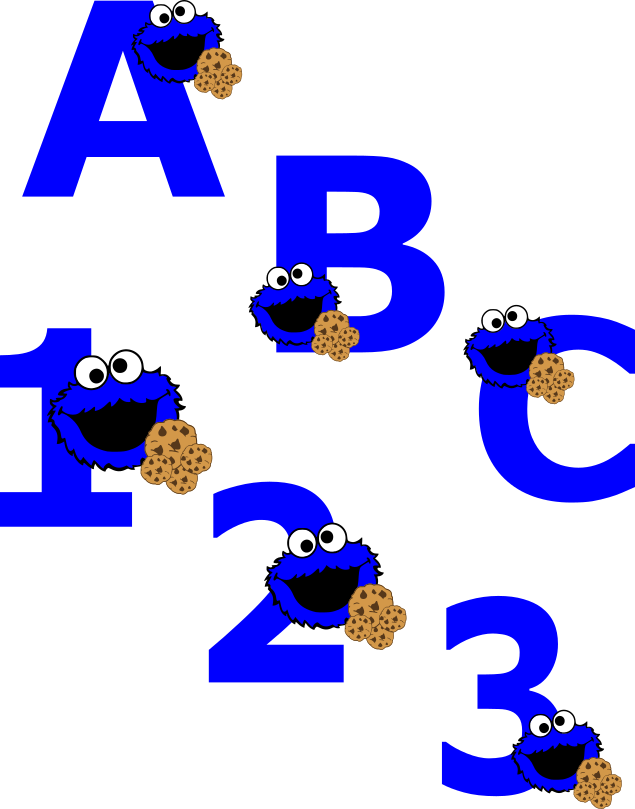 Cookie Monster Alphabet Svg - Cookie Monster Number 1 Png (635x809), Png Download