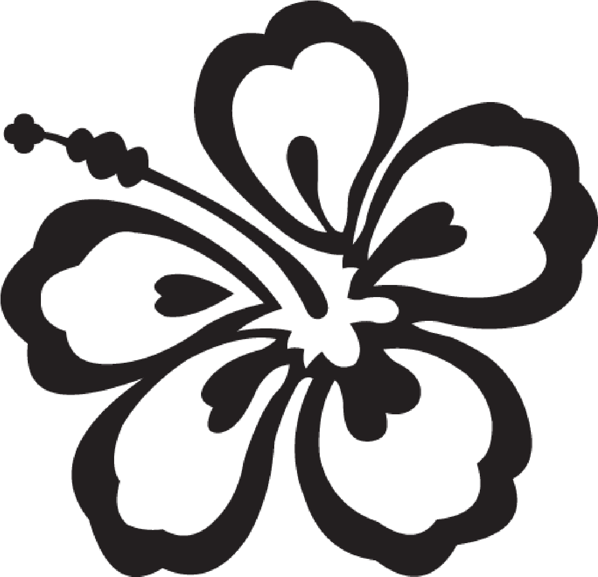 Free Digital Stamp Hibiscus Flower 1,183×1,183 Pixels - Hawaiian Flower Clipart Black And White (1183x1183), Png Download