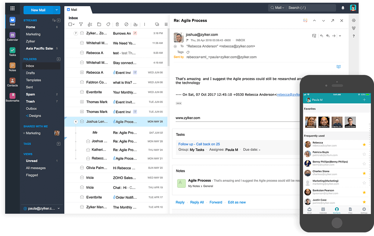 Take Control Of Your Inbox - Zoho Mail (1280x822), Png Download