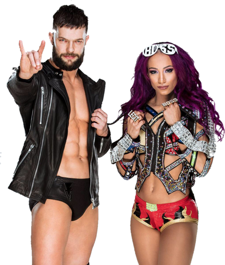 Finnbalor Sashabanks Wwe Wwesuperstars Mixedtag Prowres - Sasha Banks Y Finn Balor (942x1026), Png Download