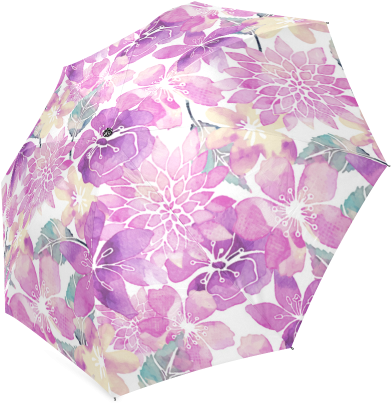 Pastel Watercolor Flower Pattern Foldable Umbrella - Blue Green Watercolor Flower Pattern Slim Iphone 8 (500x500), Png Download