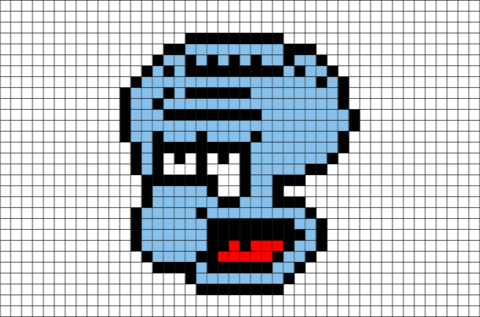 Squidward Pixel Art (480x317), Png Download