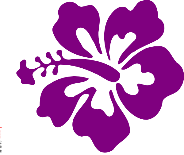 Purple Hawaiian Flowers Clip Art - Hibiscus Clip Art (600x508), Png Download