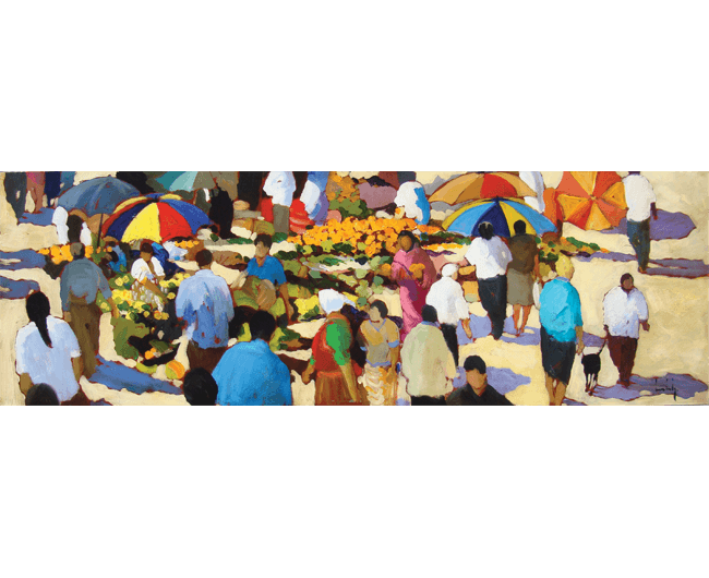A Market In Spain - Crowd (650x530), Png Download