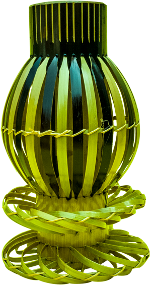 Long Oval Mid Bamboo Flower Vase In Brown And Yellow - Yellow (1000x1000), Png Download