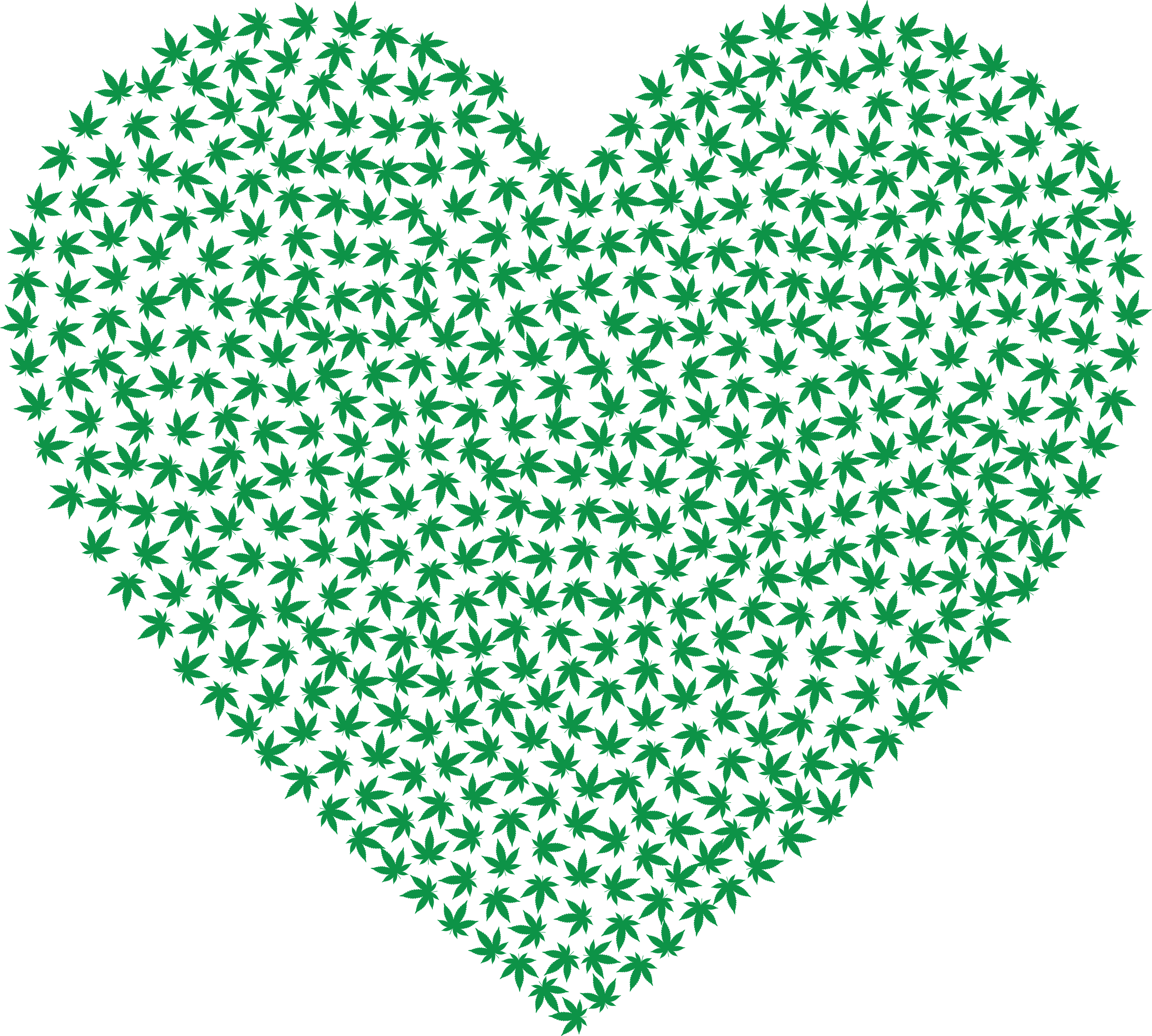 Free Clipart Of A Love Heart Made Of Marijuana Leaves - Heart Made Of Marijuana (4000x3598), Png Download