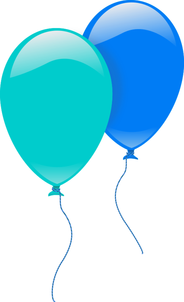 Two Balloons Clipart - Blue Balloons Clipart Png (600x983), Png Download