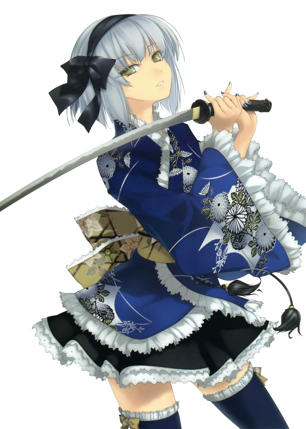 Jade Windragon - Anime Girl White Hair Sword (1024x1436), Png Download