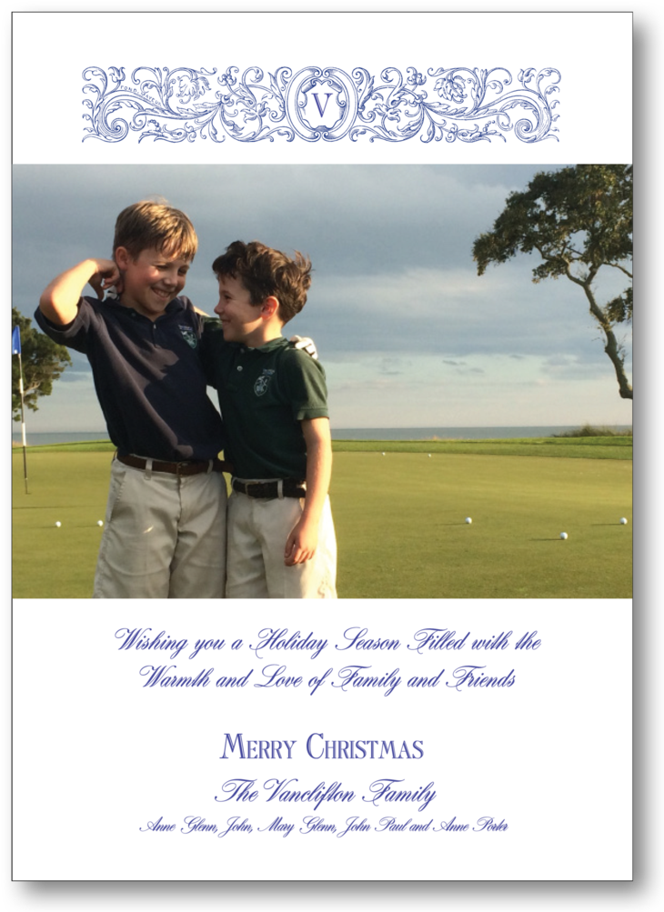 Filigree Banner W/ Initial - Foursome (golf) (751x1024), Png Download