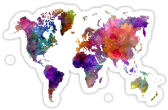 Quotworld Map In Watercolor Quot Stickers By Paulrommer - World Map (375x360), Png Download
