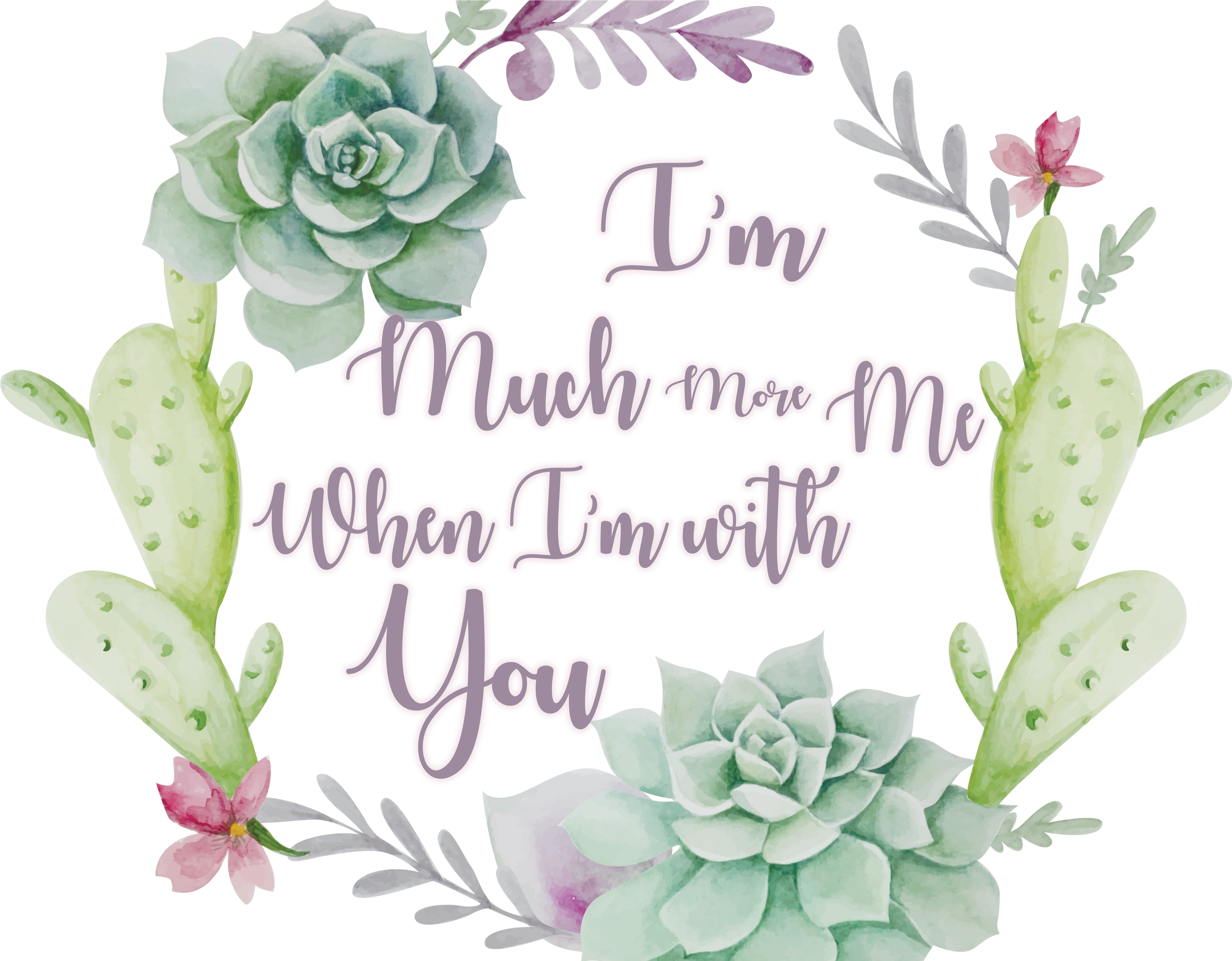 Text And Asset Arrangements - Watercolor Cactus Wreath (4500x3385), Png Download