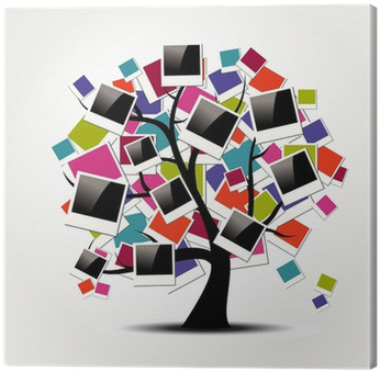 Memory Family Tree With Polaroid Photo Frames Canvas - Family Tree Template Colorful (400x400), Png Download