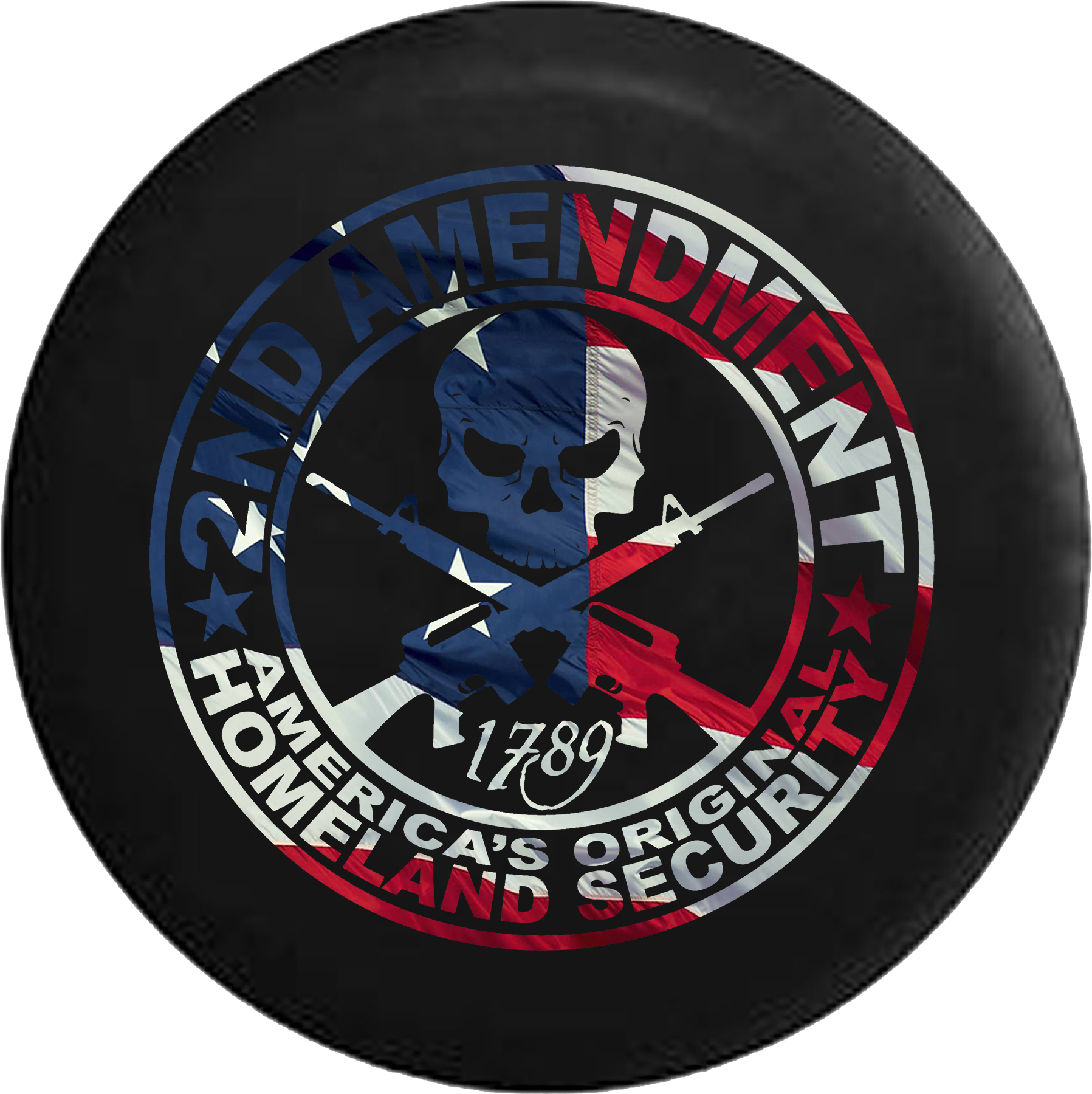 2nd Amendment Homeland Security Skull Rifles Waving - Skull Vinyl Decals (1797x1800), Png Download