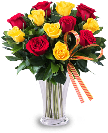 Ramo De La Diada - Ramo De Rosas Amarillas Y Rojas (480x480), Png Download
