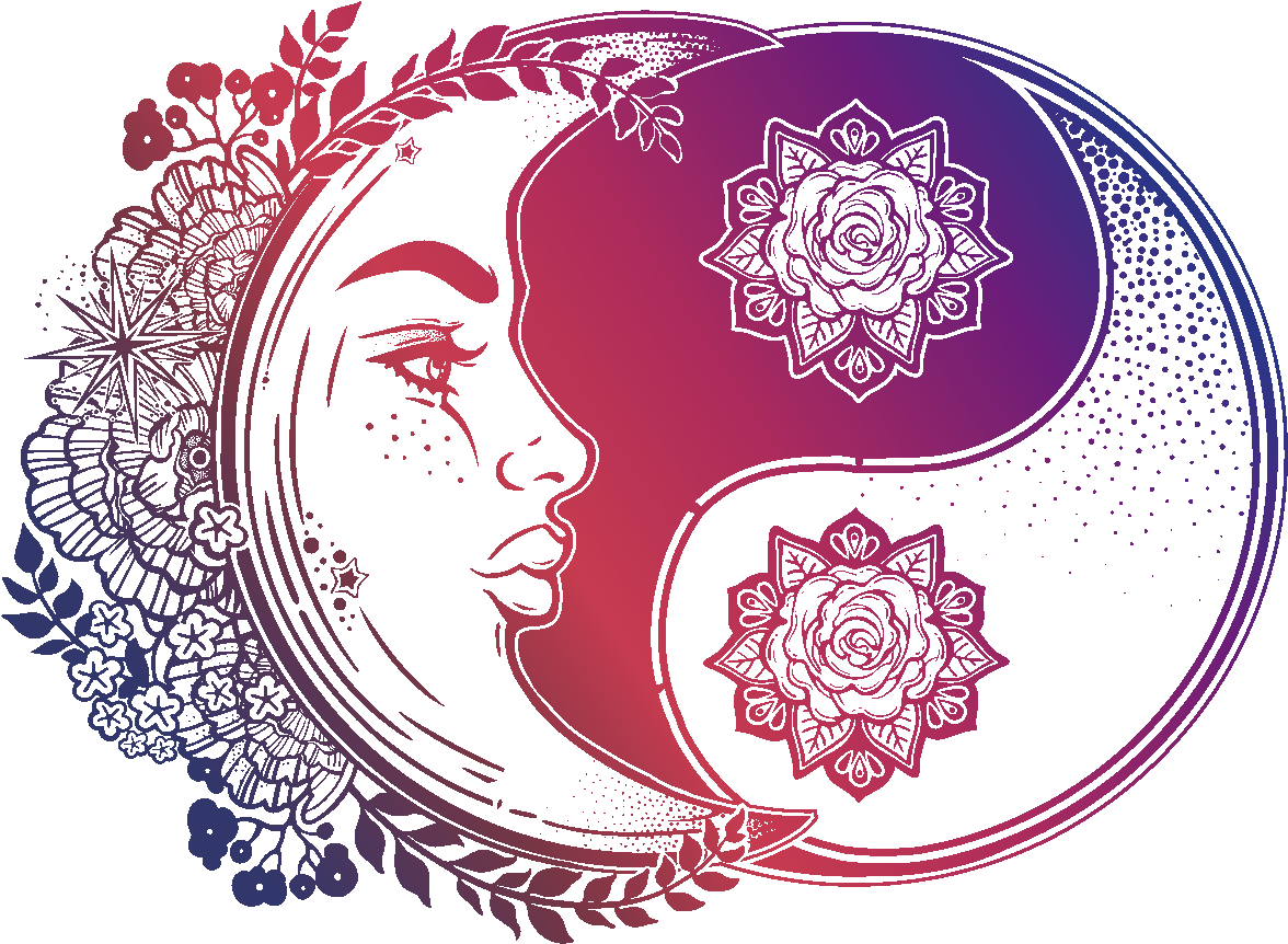 Sticker Boheme Yin Yang Et La Lune Ambiance Sticker - Crescent (1200x1200), Png Download