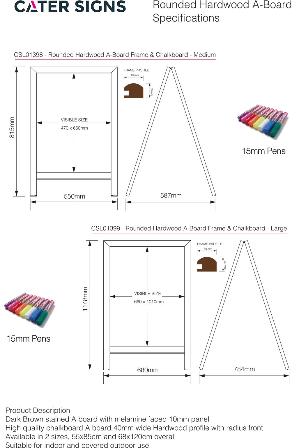 Chalkboard A-board With Rounded Dark Wood Frame - Diagram (1600x1600), Png Download
