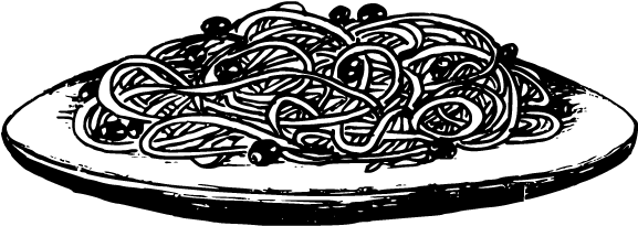 Spaghetti Clipart Transparent - Spaghetti Clipart Black And White (594x237), Png Download
