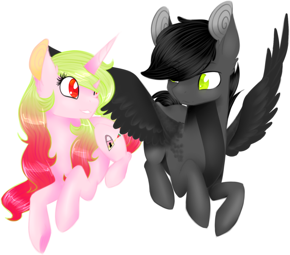 Emypony, Black, Couple, Cute, Female, Male, Mare, Oc, - Cartoon (1170x1024), Png Download
