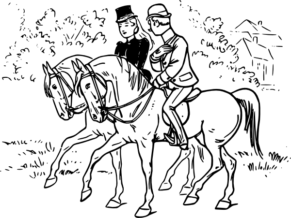 How To Set Use Couple Riding Horses Svg Vector (600x451), Png Download