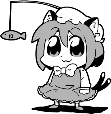 Chen With A Fish Hanging From A String In Front Of - Chen Touhou Meme (375x375), Png Download