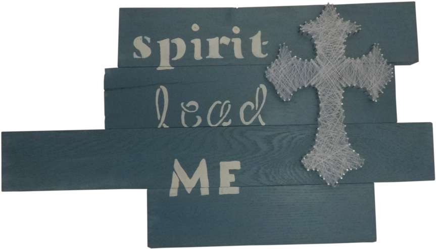 "spirit Lead Me" String Cross On Blue Painted Panel - Cross (1024x768), Png Download