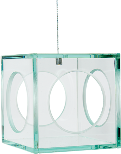 Gold Leaf Design Hanging Glass Cube - Garden (800x775), Png Download