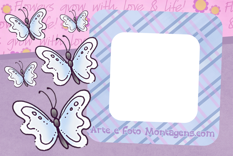 Montagem Para Fotos - Moldura De Borboleta Em Png (898x602), Png Download
