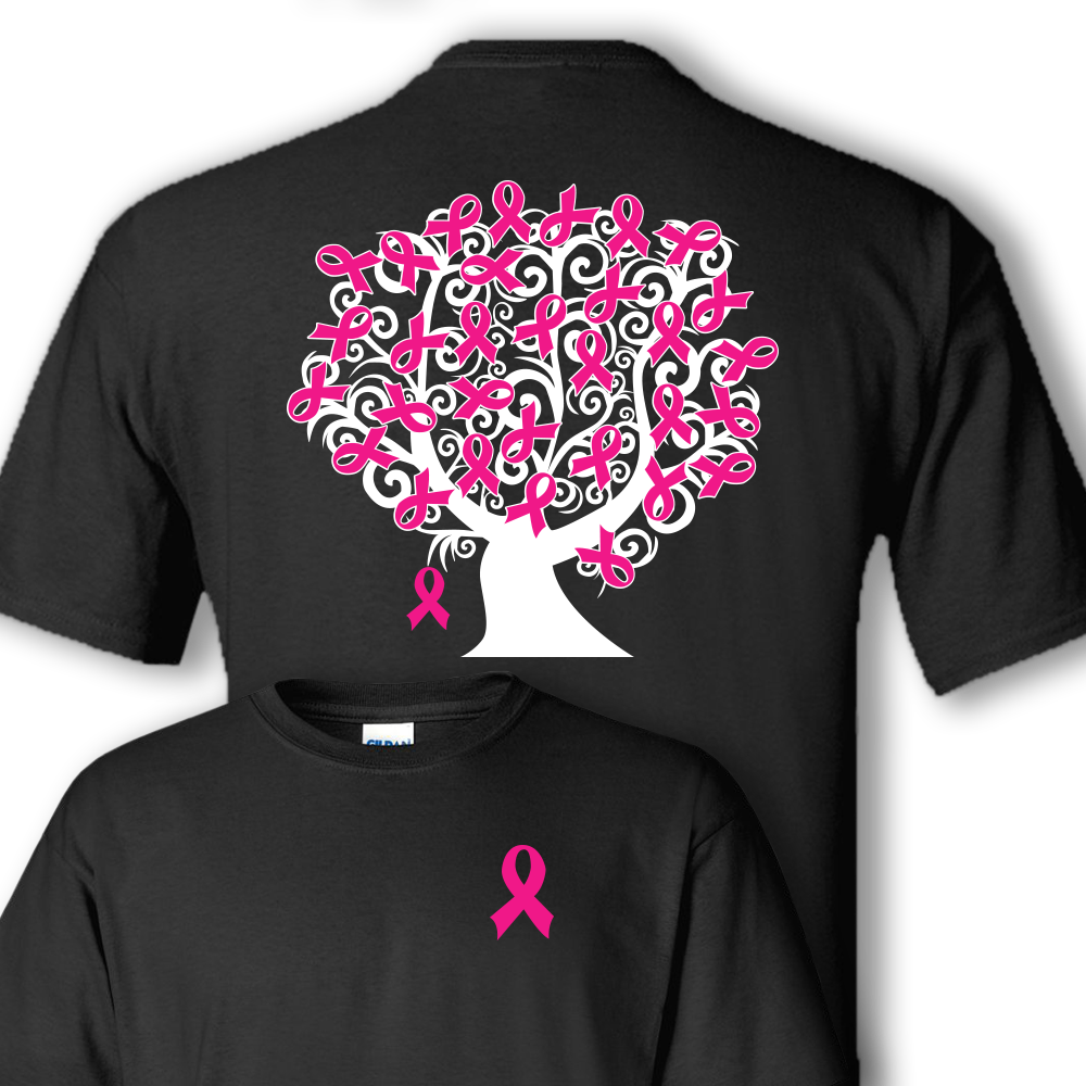 Ribbon Tree Black T-shirt - Awareness Ribbon (1000x1000), Png Download