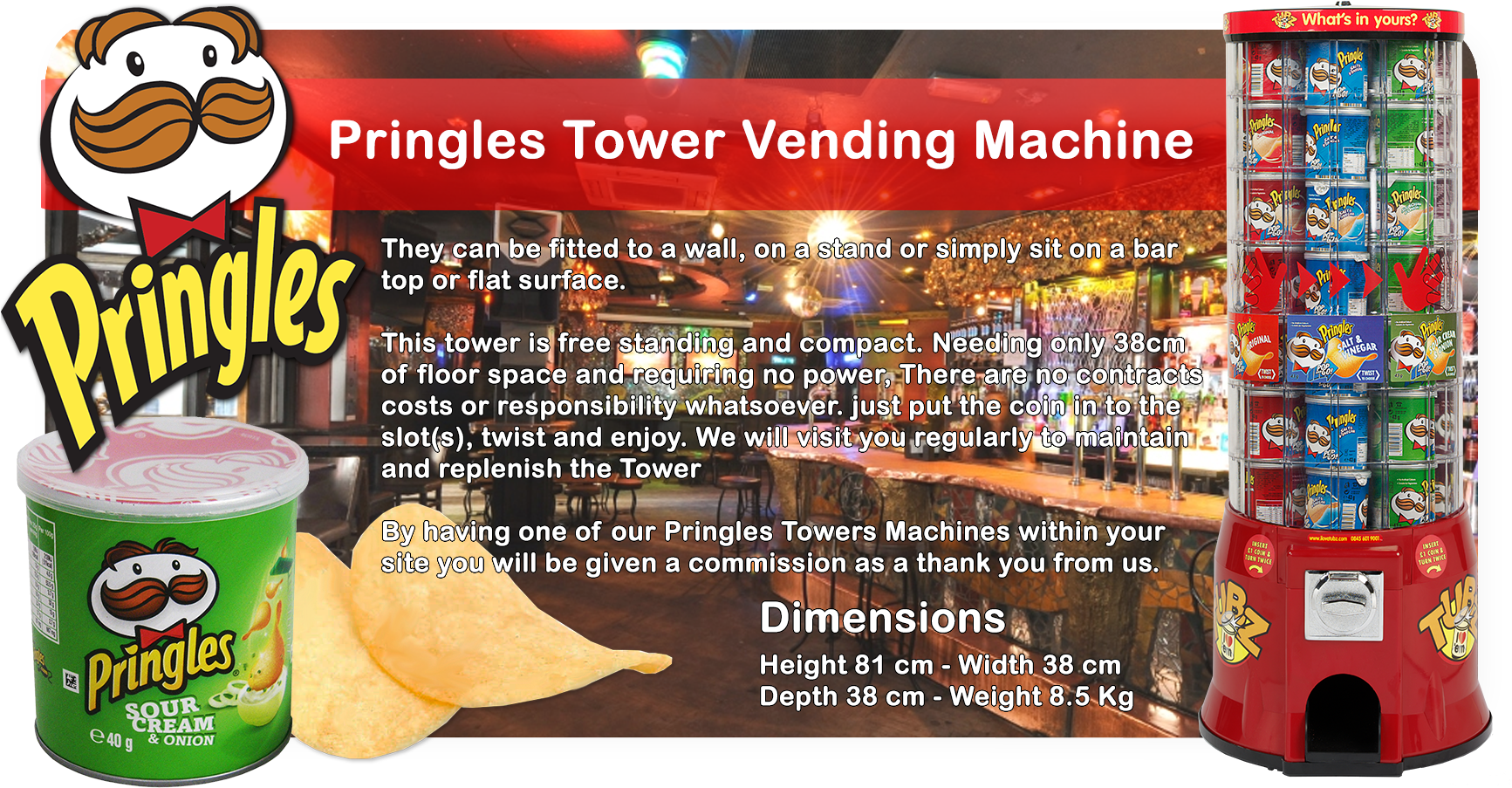 Pringles Tower - Pringles Sour Cream & Onion 69p - 12 X 40gm (1791x967), Png Download