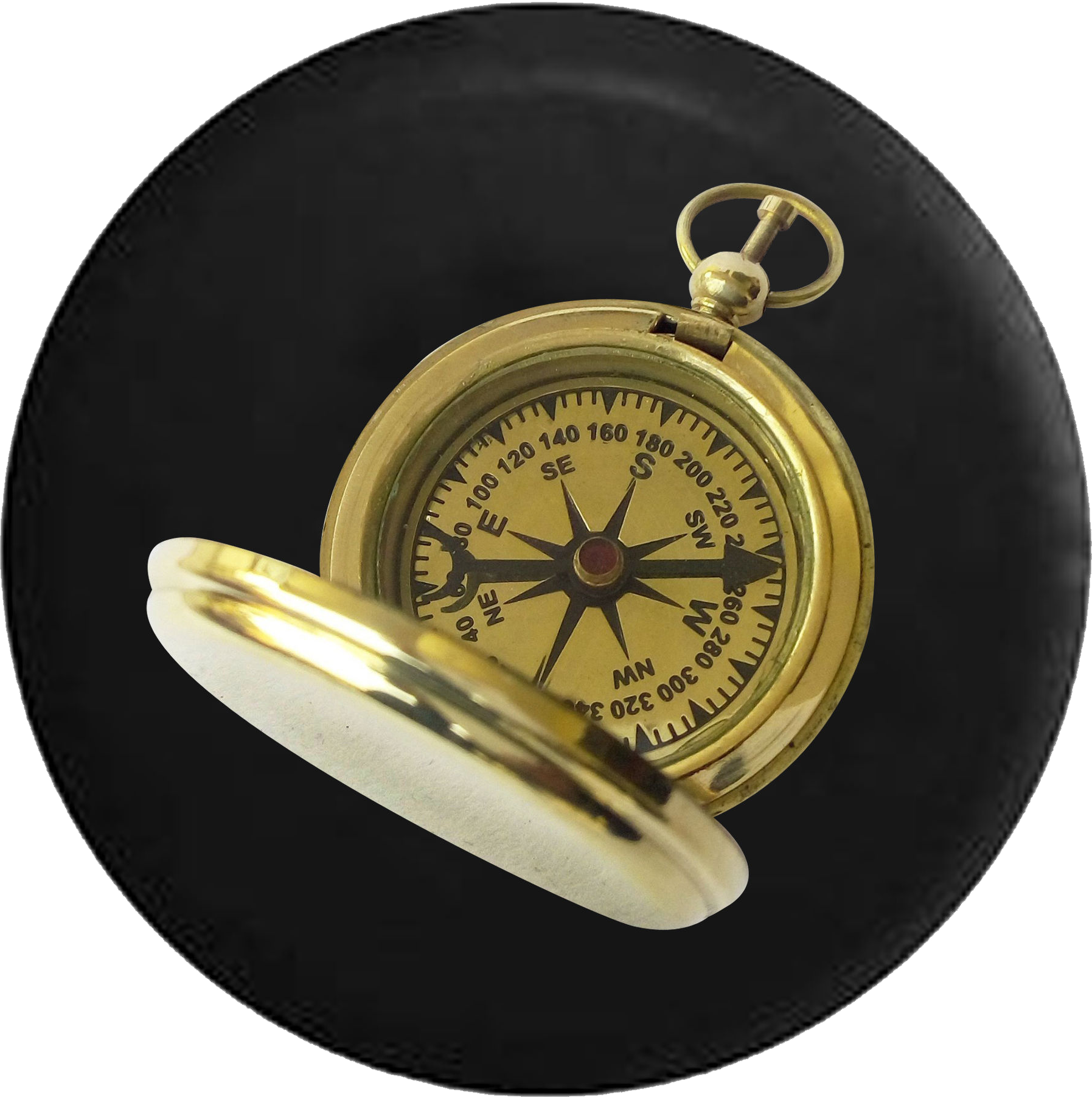 Gold Pocket Compass Nautical Hiking Outdoors Jeep Camper - Full Color Grand Canyon River Valley Rv Camper Jeep (1795x1803), Png Download